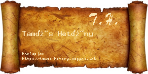 Tamás Hetény névjegykártya